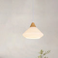 DecorBites™ Diamond White Glass Pendant Light – Modernist Wood Dining Room Ceiling Lighting with 1 Light