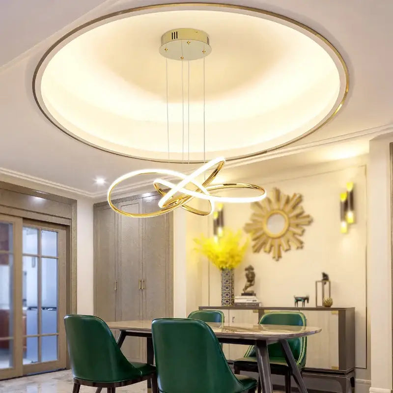 DecorBites™ Dimmable Modern Chandelier: Gold/Chrome/Black, 60cm