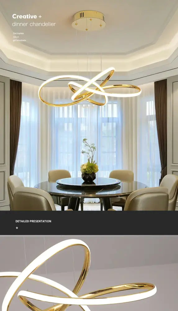 DecorBites™ Dimmable Modern Chandelier: Gold/Chrome/Black, 60cm