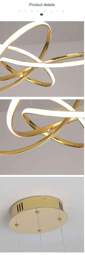 DecorBites™ Dimmable Modern Chandelier: Gold/Chrome/Black, 60cm