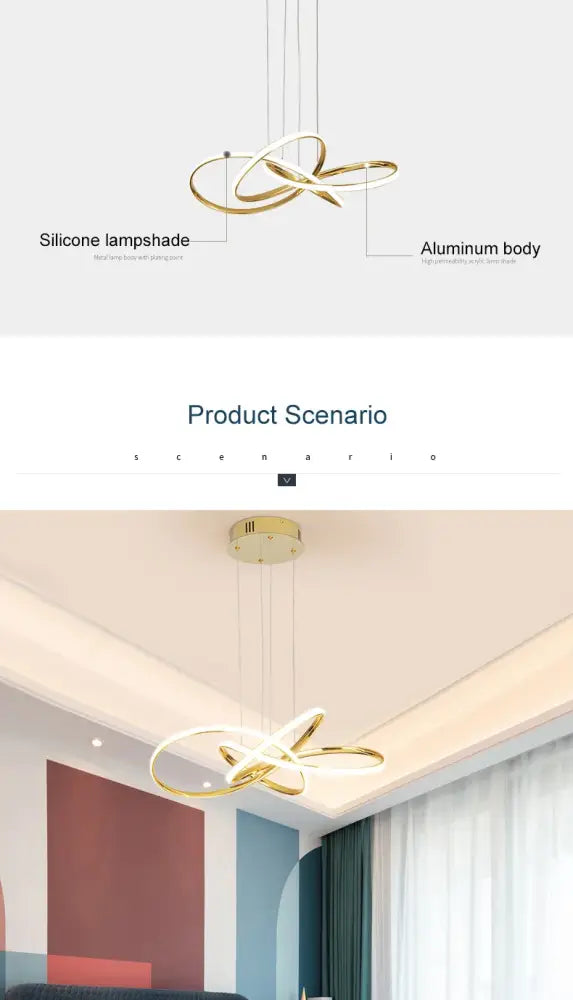 DecorBites™ Dimmable Modern Chandelier: Gold/Chrome/Black, 60cm