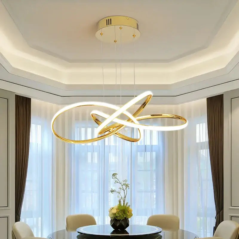 DecorBites™ Dimmable Modern Chandelier: Gold/Chrome/Black, 60cm