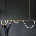 DecorBites™ dimmable nordic hose led ceiling chandelier with sleek gold metal frame and flowing white tubing for home decor