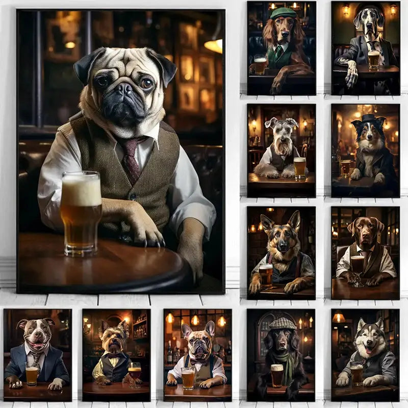DecorBites™ Dog Pub Canvas Print - Animal Wall Art