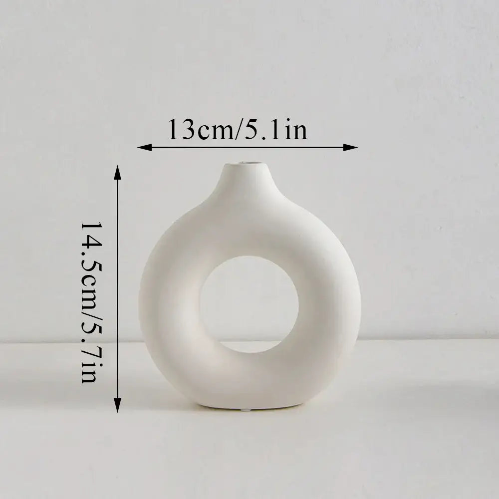 DecorBites™ Donut Shape Flower Vase - White Minimalist
