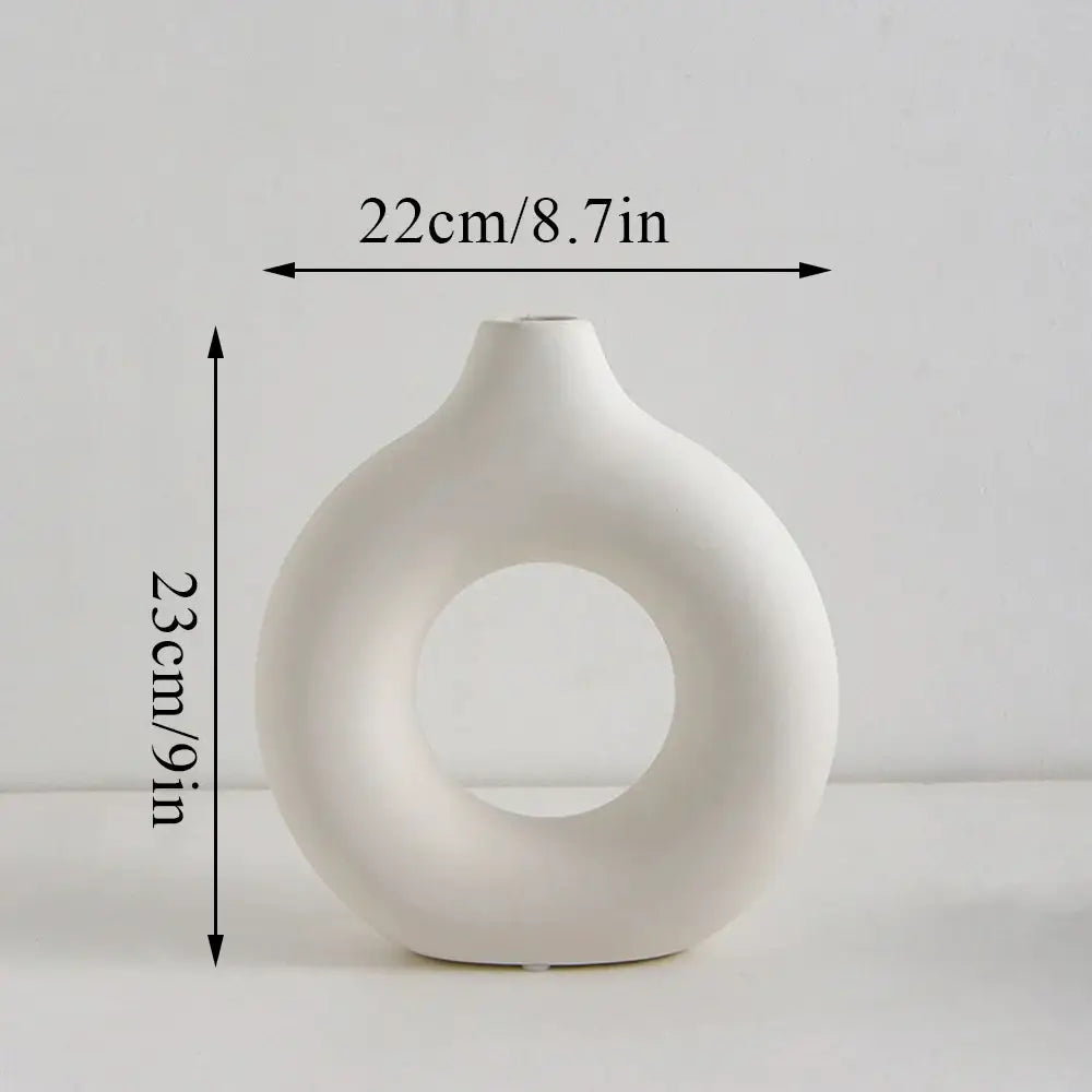 DecorBites™ Donut Shape Flower Vase - White Minimalist