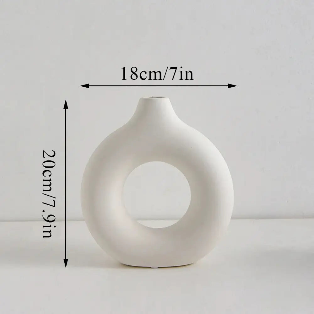 DecorBites™ Donut Shape Flower Vase - White Minimalist
