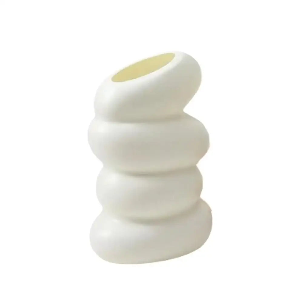 DecorBites™ Donut Shape Flower Vase - White Minimalist