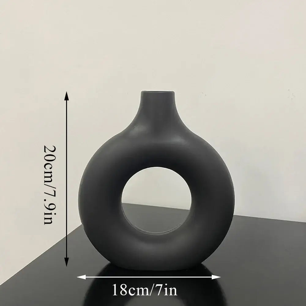 DecorBites™ Donut Shape Flower Vase - White Minimalist