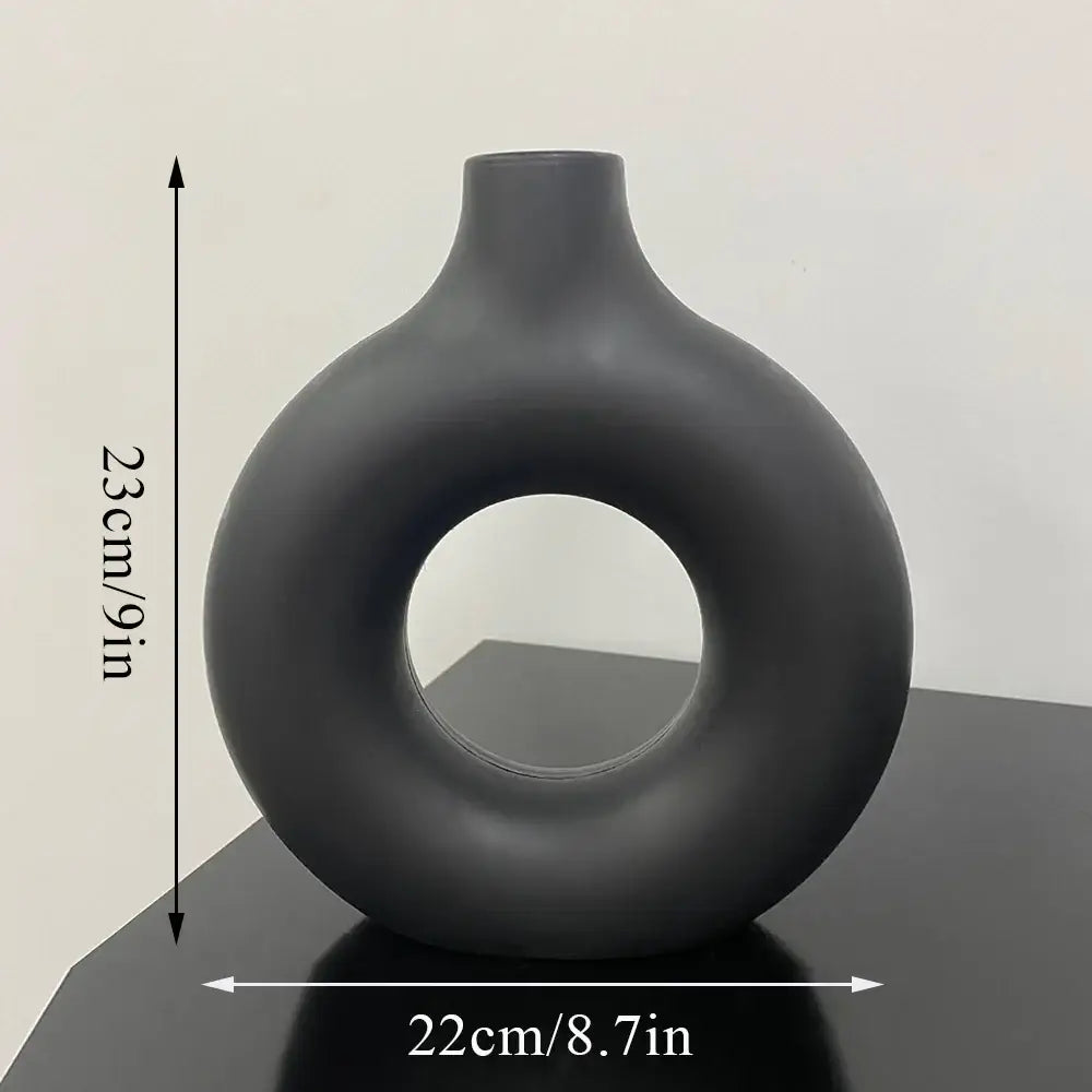 DecorBites™ Donut Shape Flower Vase - White Minimalist