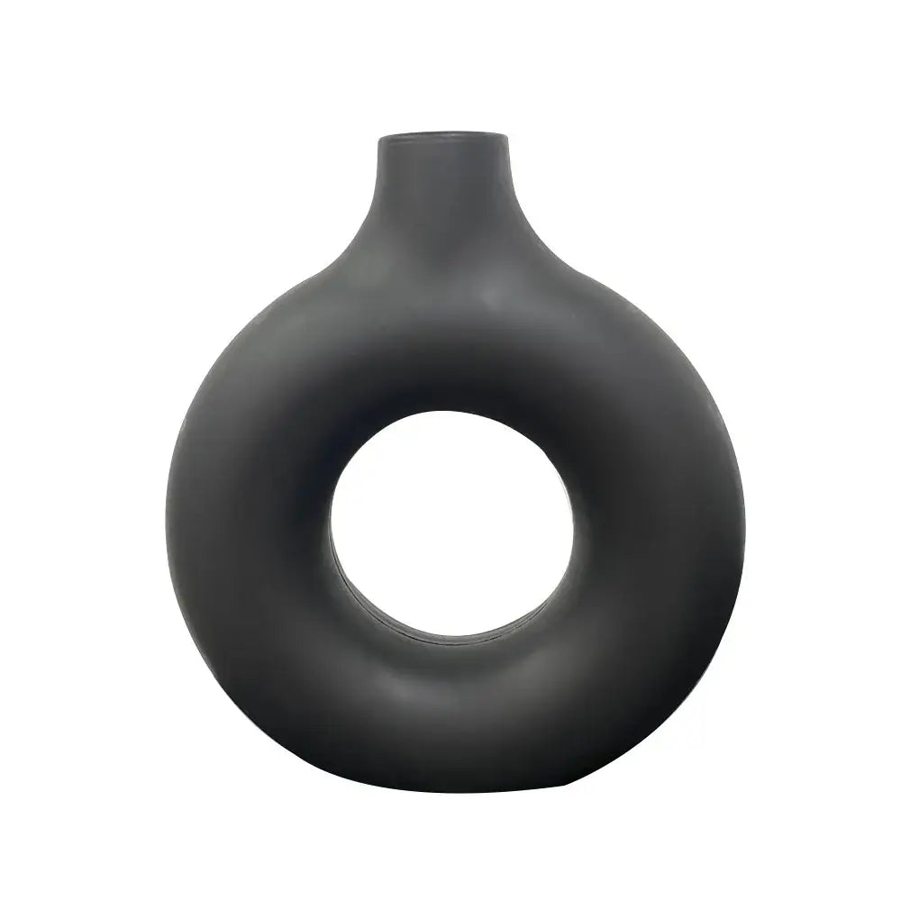 DecorBites™ Donut Shape Flower Vase - White Minimalist