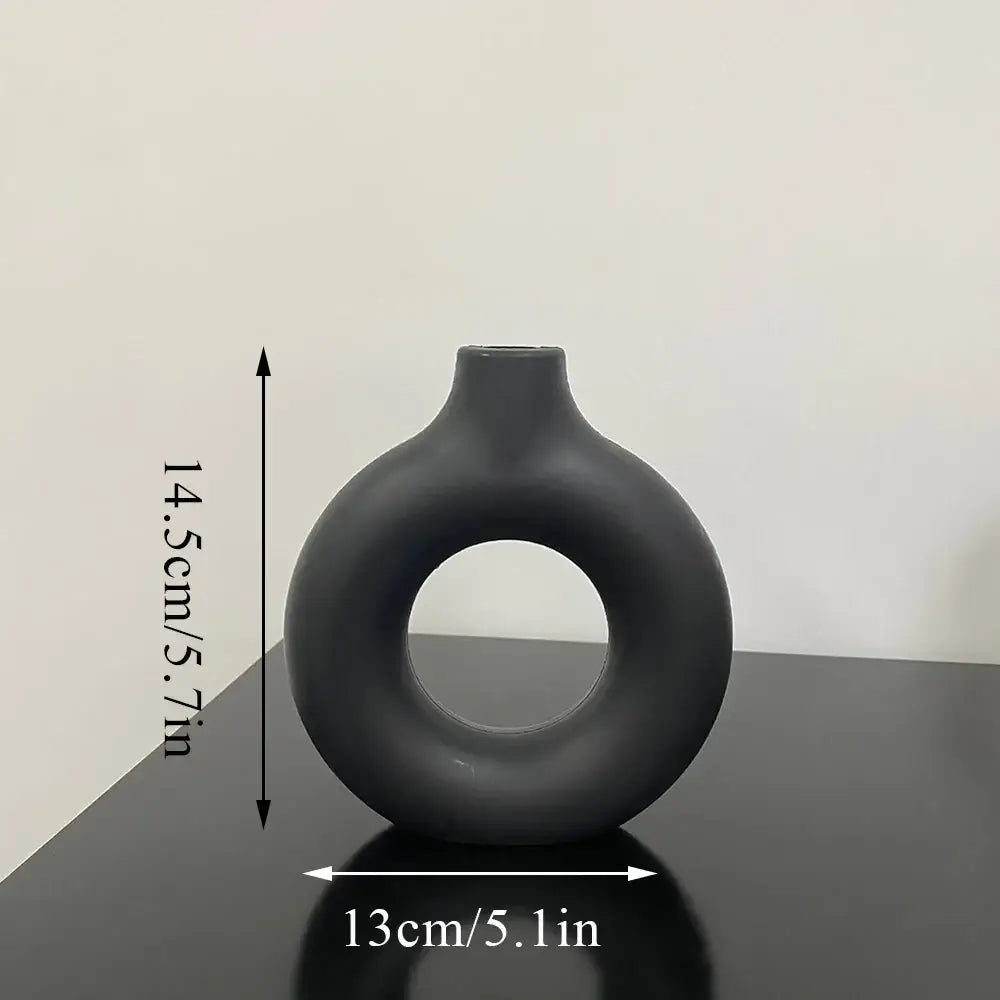DecorBites™ Donut Shape Flower Vase - White Minimalist