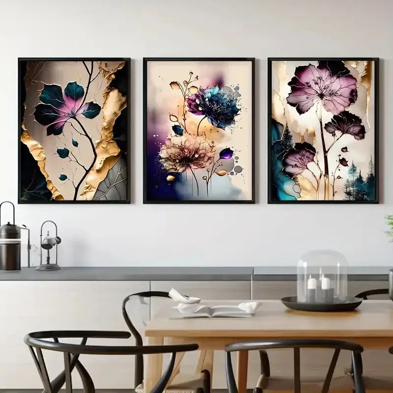 DecorBites™ Dreamy Flowers Canvas Posters Set