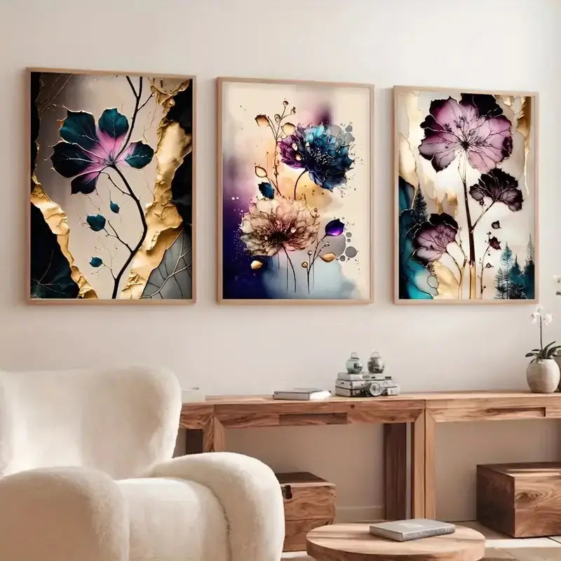 DecorBites™ Dreamy Flowers Canvas Posters Set