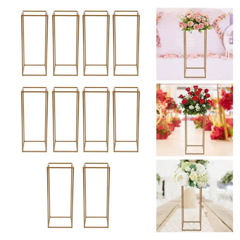 DecorBites™ Elegant 10-Piece Gold Wedding Flower Stand