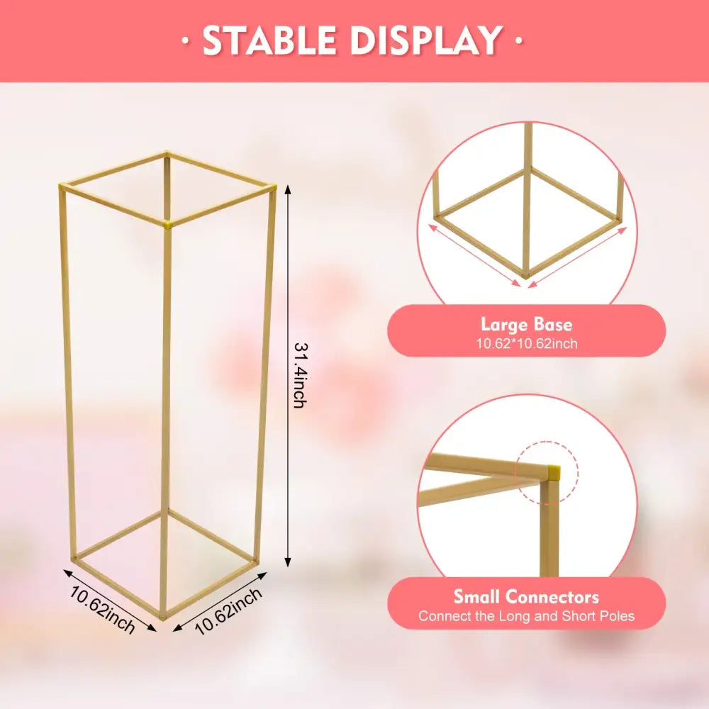 DecorBites™ Elegant 10-Piece Gold Wedding Flower Stand