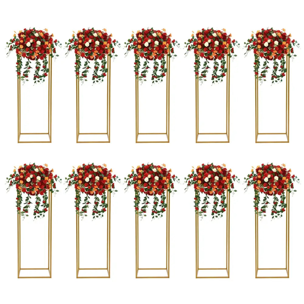 DecorBites™ Elegant 10-Piece Gold Wedding Flower Stand