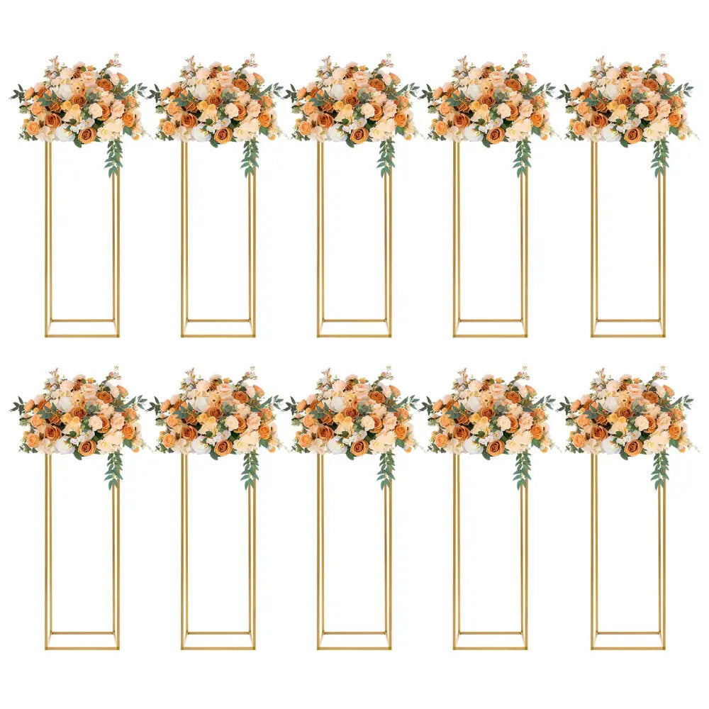 DecorBites™ Elegant 10-Piece Gold Wedding Flower Stand
