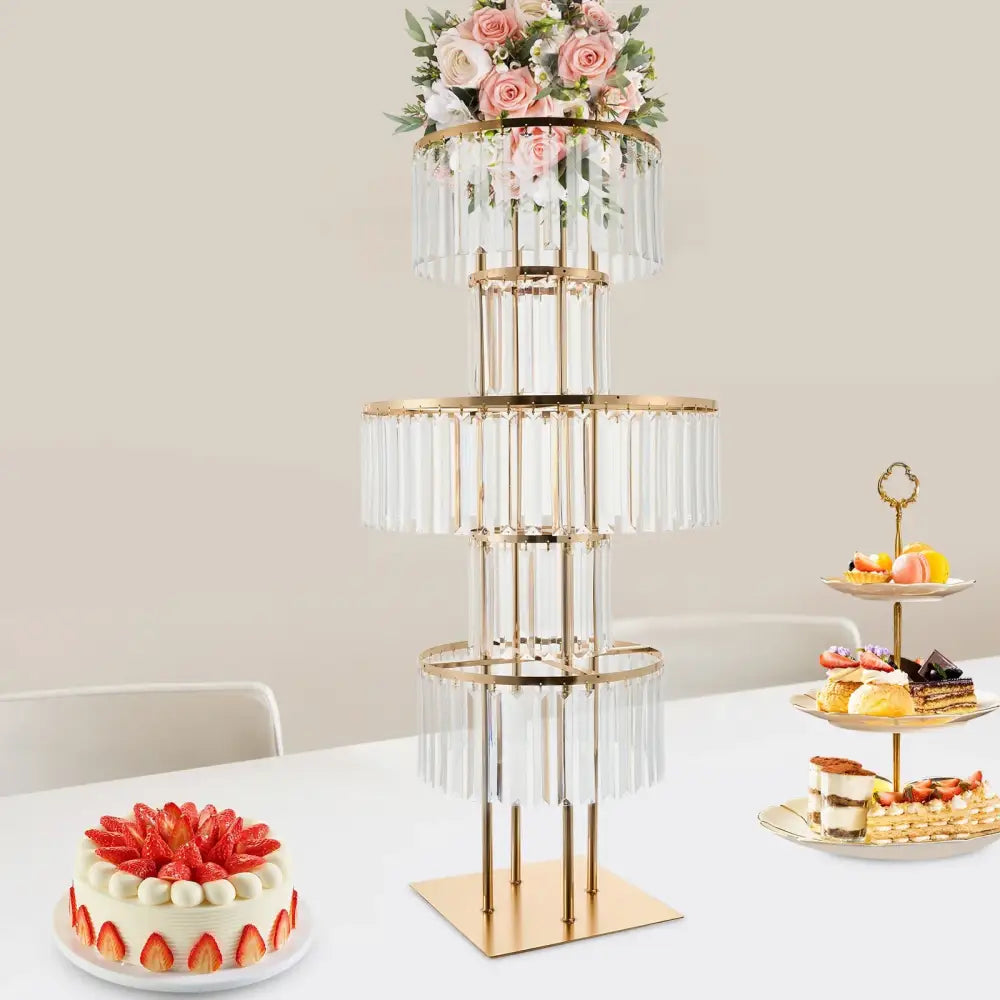 DecorBites™ Elegant 5-Tier Gold Wedding Flower Stand