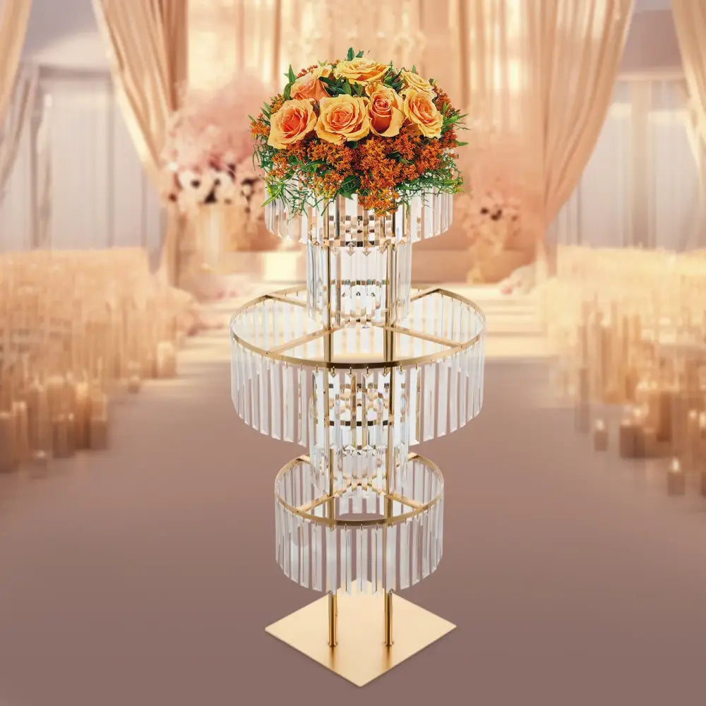 DecorBites™ Elegant 5-Tier Gold Wedding Flower Stand