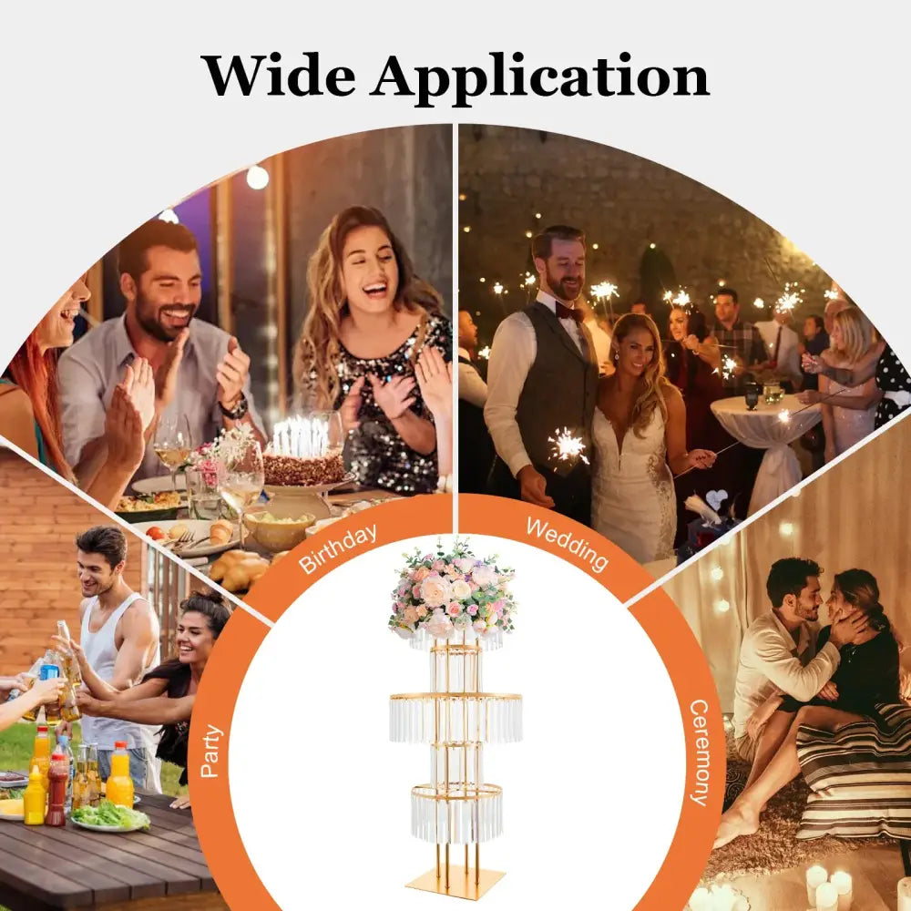 DecorBites™ Elegant 5-Tier Gold Wedding Flower Stand