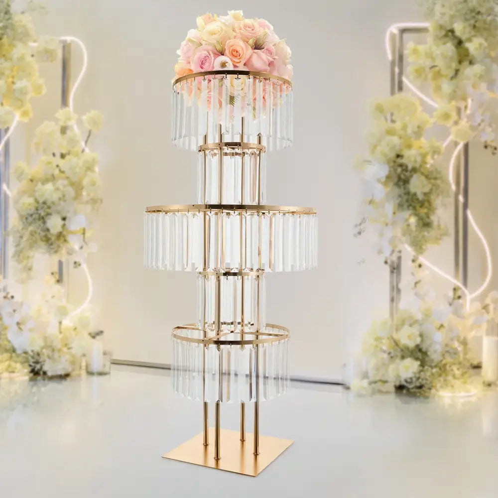 DecorBites™ Elegant 5-Tier Gold Wedding Flower Stand