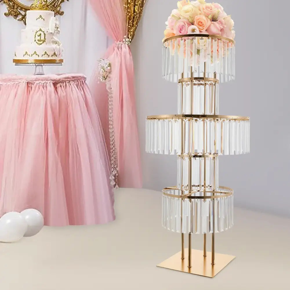 DecorBites™ Elegant 5-Tier Gold Wedding Flower Stand