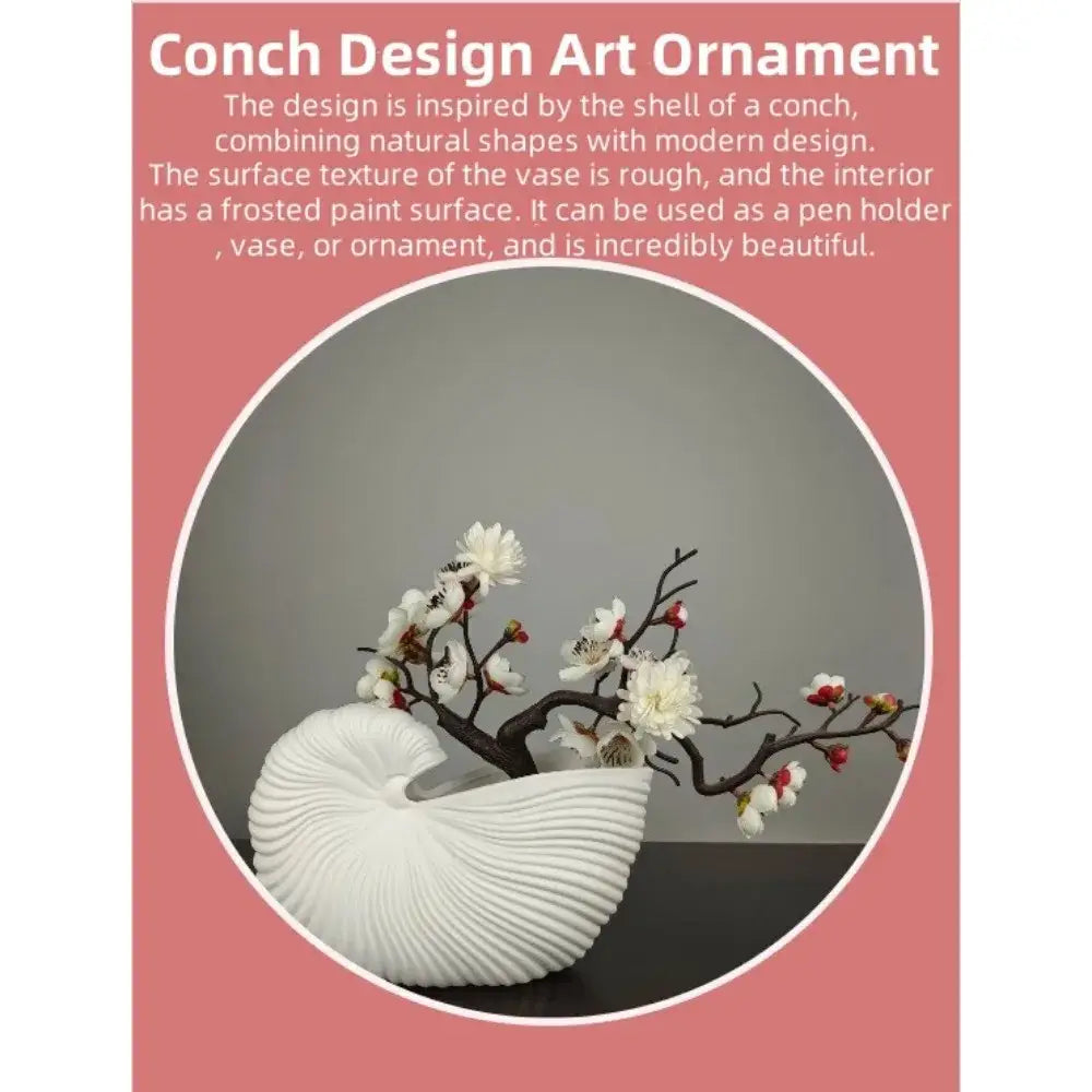 DecorBites™ Elegant Ceramic Vase with Shell Design