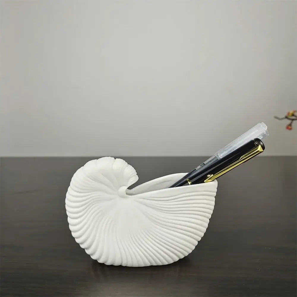 DecorBites™ Elegant Ceramic Vase with Shell Design