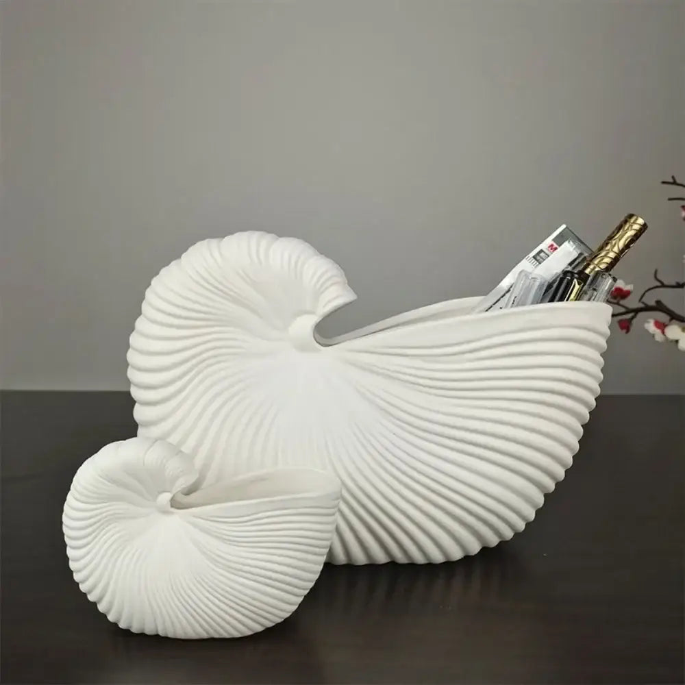 DecorBites™ Elegant Ceramic Vase with Shell Design