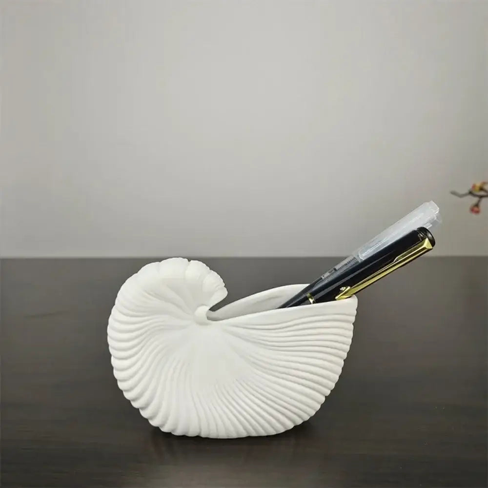 DecorBites™ Elegant Ceramic Vase with Shell Design