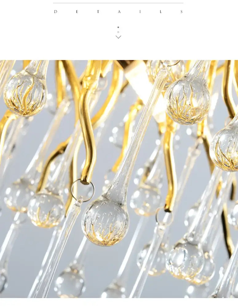 Elegant gold-toned DecorBites™ crystal chandelier with clear etched glass pendants for living room lamp package