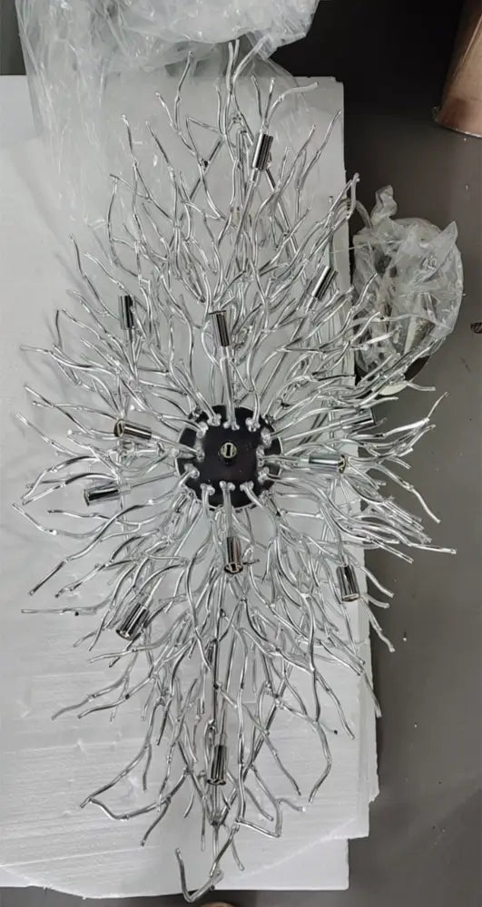 DecorBites™ Elegant Chrome Crystal Chandelier for Living Room