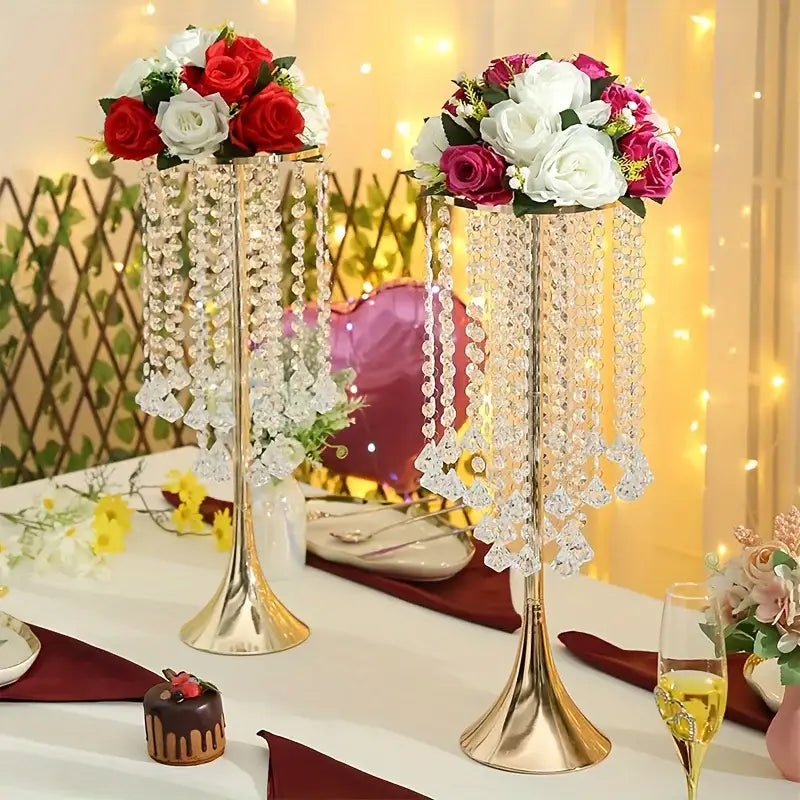 DecorBites™ Elegant Crystal Flower Stand Set for Events