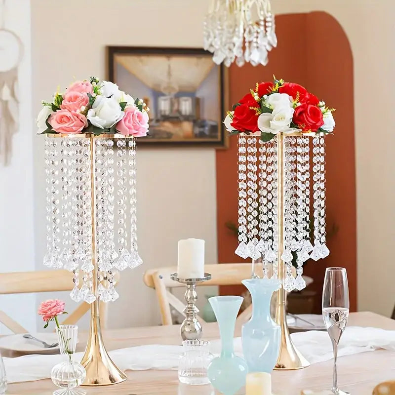 DecorBites™ Elegant Crystal Flower Stand Set for Events