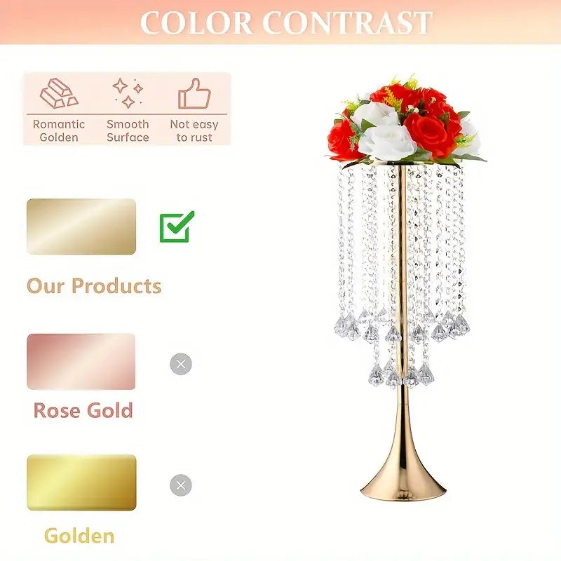 DecorBites™ Elegant Crystal Flower Stand Set for Events