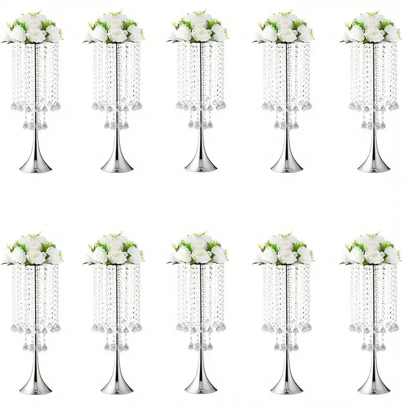 DecorBites™ Elegant Crystal Flower Stand Set for Events