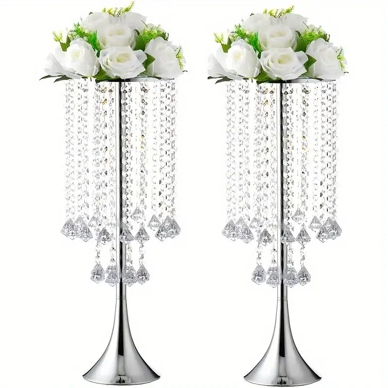 DecorBites™ Elegant Crystal Flower Stand Set for Events