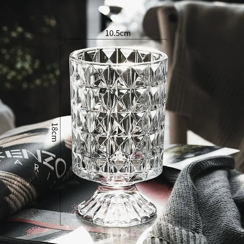 DecorBites™ Elegant Crystal Glass Vase for Flower Arrangement