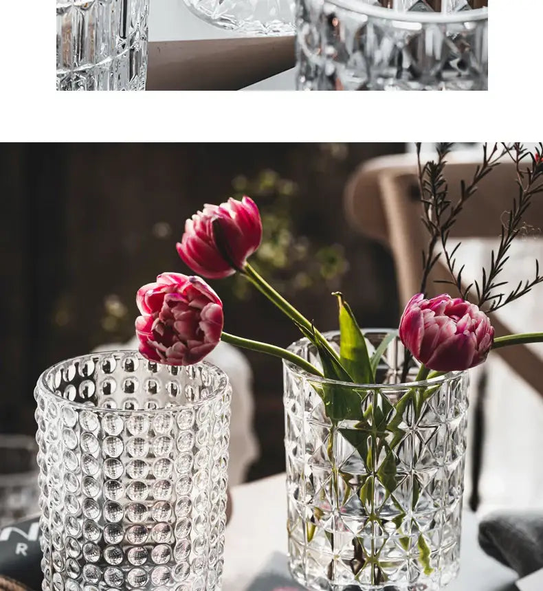 DecorBites™ Elegant Crystal Glass Vase for Flower Arrangement