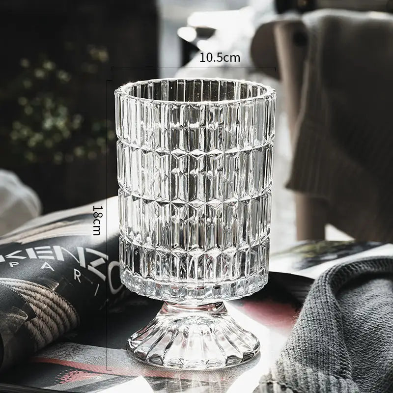 DecorBites™ Elegant Crystal Glass Vase for Flower Arrangement