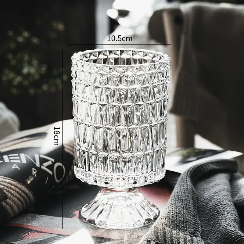 DecorBites™ Elegant Crystal Glass Vase for Flower Arrangement