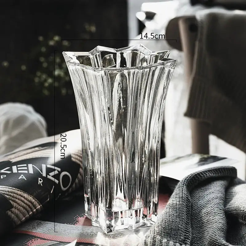 DecorBites™ Elegant Crystal Glass Vase for Flower Arrangement