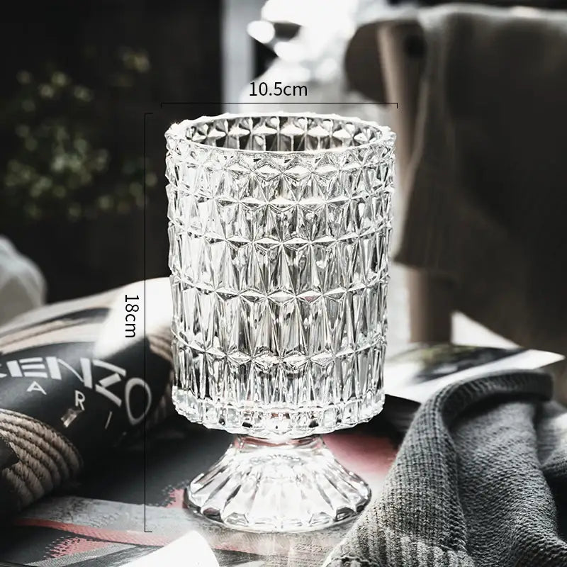 DecorBites™ Elegant Crystal Glass Vase for Flower Arrangement