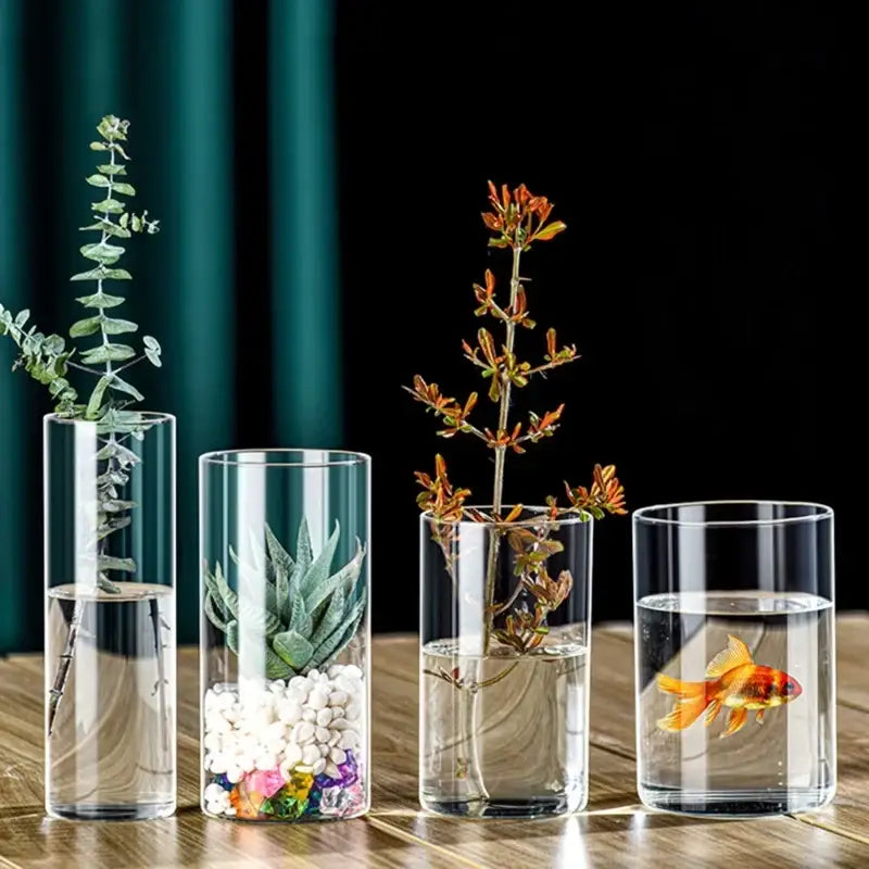 DecorBites™ Elegant Glass Cylinder Vase for Flowers