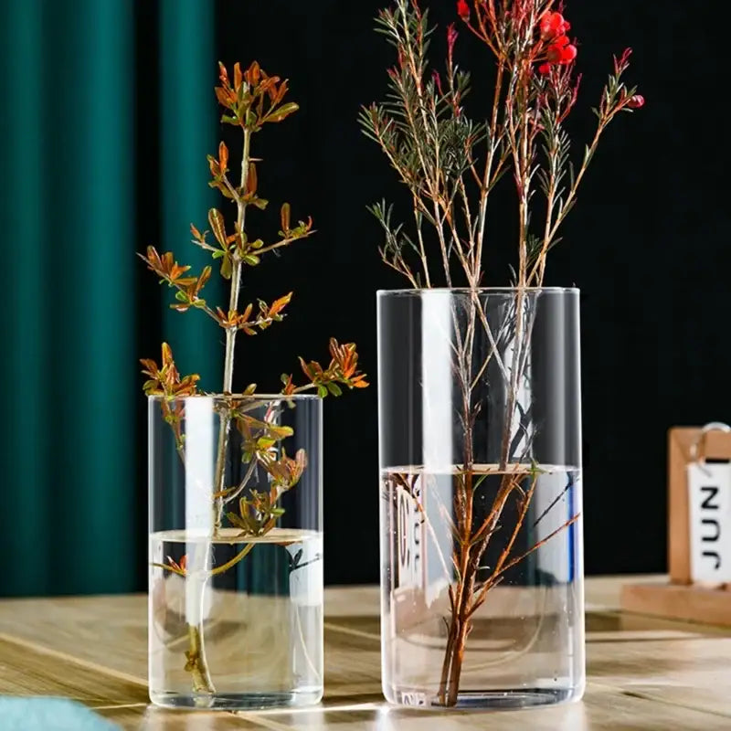 DecorBites™ Elegant Glass Cylinder Vase for Flowers