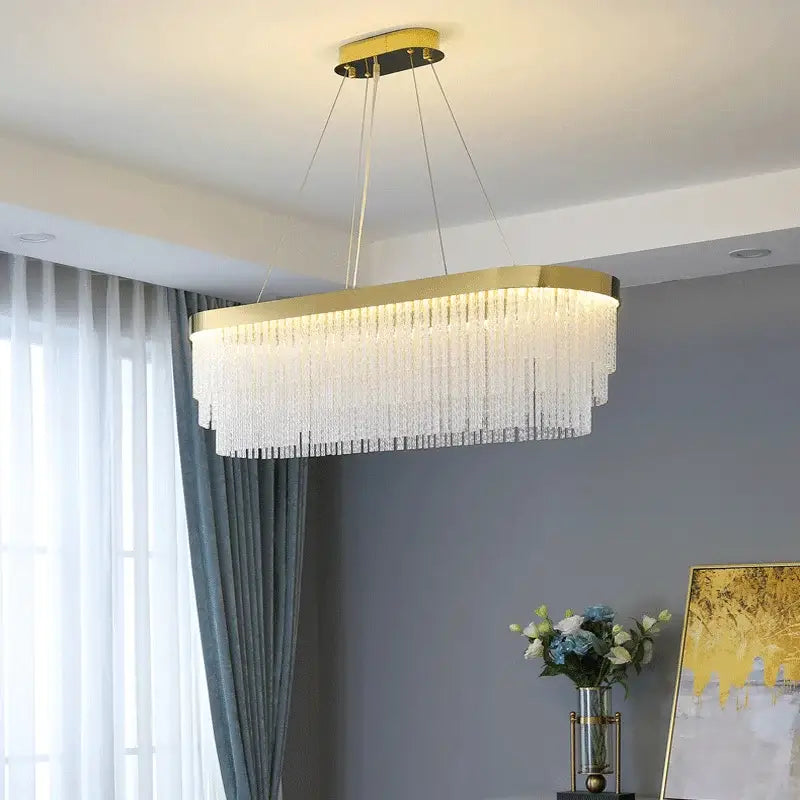 DecorBites™ Elegant Gold Crystal Chandelier for Home Lighting