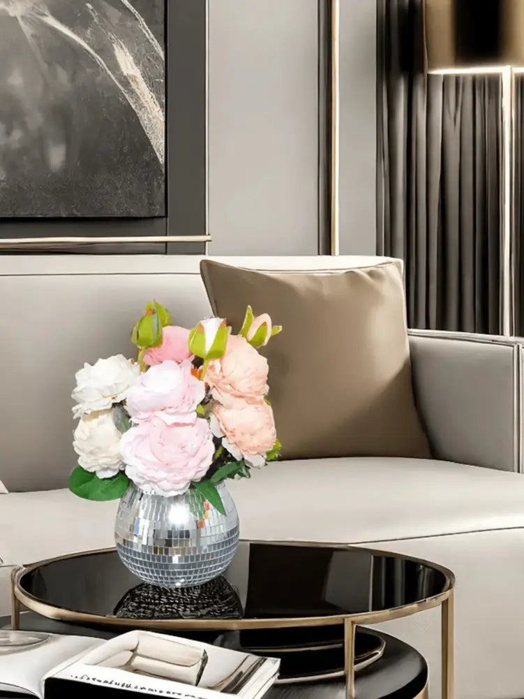 DecorBites™ Elegant Round Glass Vase for Home Decor