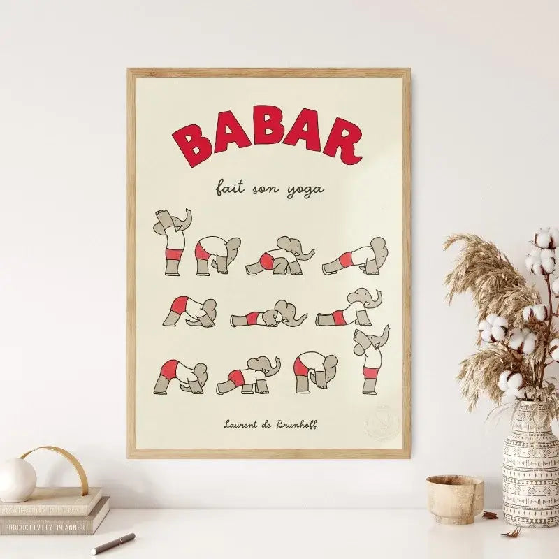 DecorBites™ ملصق يوغا عائلة الفيل بابار لغرفة الأطفال