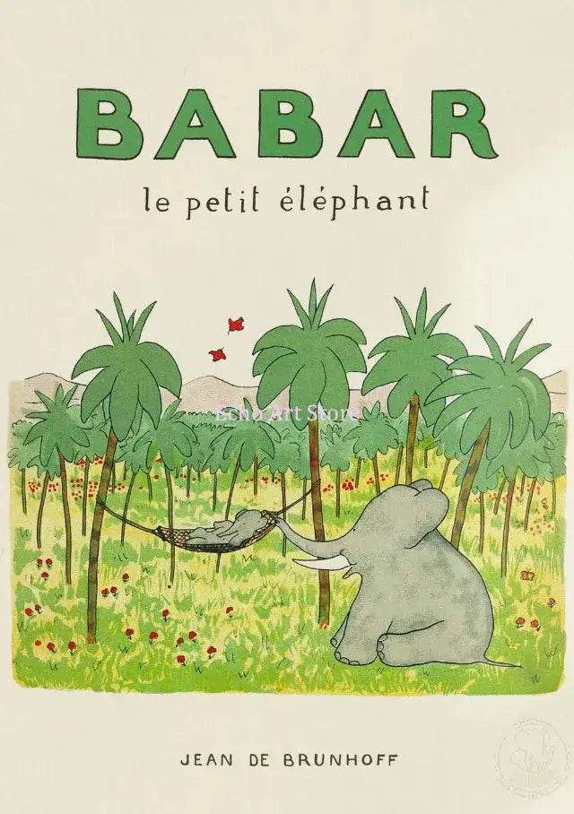 DecorBites™ Elephant Family Cartoon Poster for Kids Room